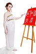 Girl dressed in greek costume painting on white Girl dressed in greek costume painting on white