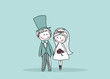wedding set - couple standing and holding hands