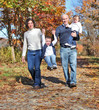 Happy family walking