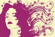 Woman's face with long abstract flowing hair Woman's face with long abstract flowing hair