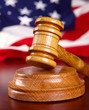 Judges gavel with flag
