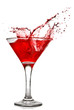 Red cocktail with splash isolated on white