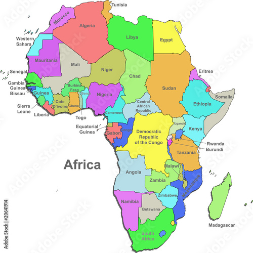 Map Of Africa With Countries Only. Zoom Not Available : Vector images are scalable to any size. Color map of Africa with countries on a white background