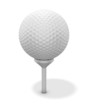 golf ball on red tee - with clipping path