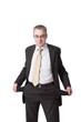 businessman shows empty pockets