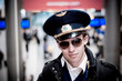 smiling young pilot in Kastrup airport in terminal