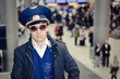 young pilot in Kastrup airport in terminal three, copenhagen
