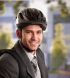Businessman going to work by bike