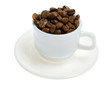 Coffecup with coffee beans