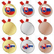 fully editable slovakia vector flag in medal shapes
