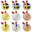 fully editable sweden vector flag in medal shapes