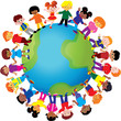 Happy kids play together around the world.