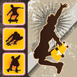 Skateboarders silhouettes background