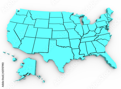 Illustration: U. S. A. Map - United States 3D Render U. S. A. Map - United States 3D Render