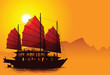 Vector: Silhouette of chinese junk Silhouette of chinese junk