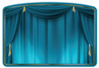 theater curtain blue tied with gold tassels