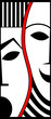 Еragedy and comedy pantomime masks