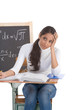 Indian college student woman studying math exam