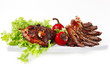 served meat on ceramic plate served meat on ceramic plate