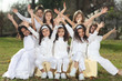 Happy children in white