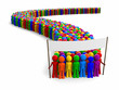 colorful crowd with a banner colorful crowd with a banner