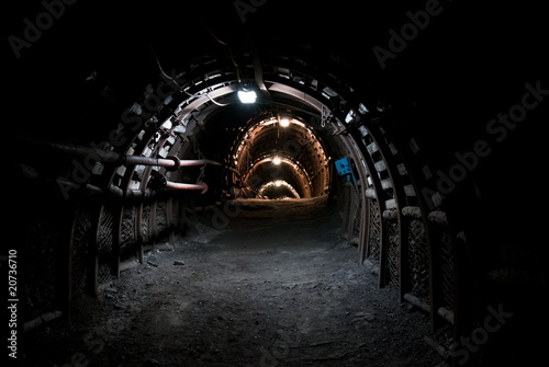 Fototapeta Dark tunnel in coal mine