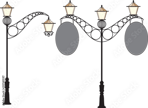 Vector: Wrought Iron Signage with Lamp Wrought Iron Signage with Lamp