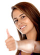 Woman with thumbs up