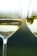 Two glasses of white wine in vineyard