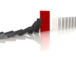 Red domino blocking the fall - a 3d image