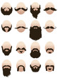 Set of mens faces with beards and mustaches Set of mens faces with beards and mustaches