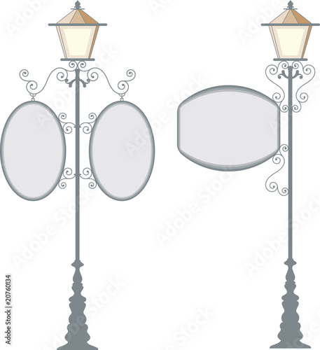 Vector: Wrought Iron Signage with Lamp Wrought Iron Signage with Lamp