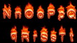 Loopable burning N, O, P, R, S, T, Q. Alpha channel is included