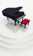 White Stage with Black Piano