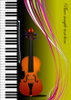 Piano with violin. Vector colored illustration. Cover for book