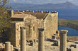 Lindos ancient acropolis area from Rhodes island, Greece Lindos ancient acropolis area from Rhodes island, Greece