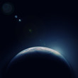 Earth blue planet in space with star Earth blue planet in space with star