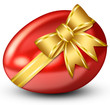 Red Easter egg with golden ribbon