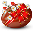 Chocolate Easter egg with red ribbon