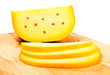 cheese slices on cutting board cheese slices on cutting board