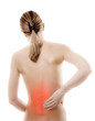 Woman massaging pain back Woman massaging pain back