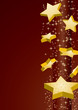 Shooting golden stars on brown background, vector illustration