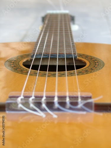 Photo: Spanish guitar seen from the bridge Spanish guitar seen from the bridge