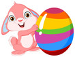 Cute bunny holding Easter egg