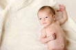 Child Sprawled out on a Blanket with Copy Space