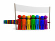 colorful crowd with a banner colorful crowd with a banner
