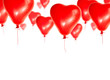 Set of red balloons in the shape of a heart flies skyward on a w