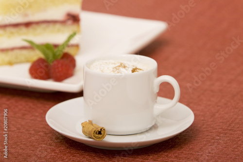 Photo: Cappuccino coffee and cake Cappuccino coffee and cake