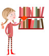 Schoolgirl in the library