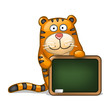 Fun tiger with blackboard